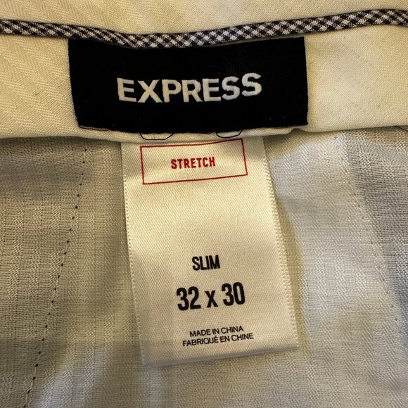 Like new EXPRESS Slim Stretch Cotton-Blend Suit Pant in Light Gray 32 x 28.25 - Picture 7 of 8
